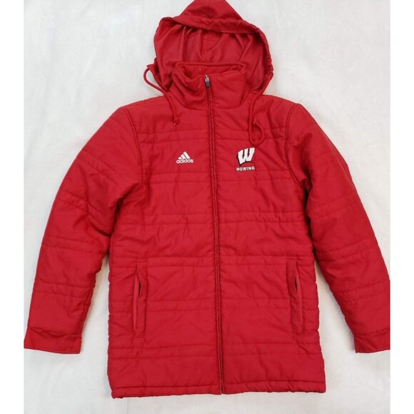 adidas Jackets & Blazers - Adidas Women's XS Hooded Hiking Insulated Jacket Red Wisconsin Badger Nylon
